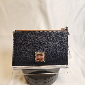 Dooney & Bourke Pebble Grain Zip Credit Card Case in Midnight Blue